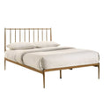 Load image into Gallery viewer, Metal Bed Frame Base Platform in Gold Queen Mid Century Timber Slat
