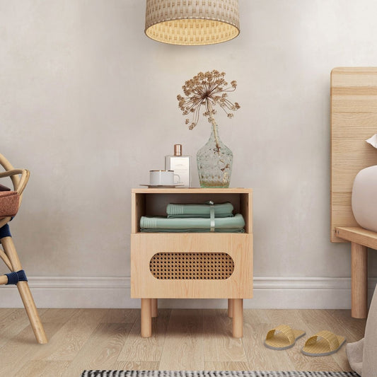 Leo Rattan Bedside Table in Maple