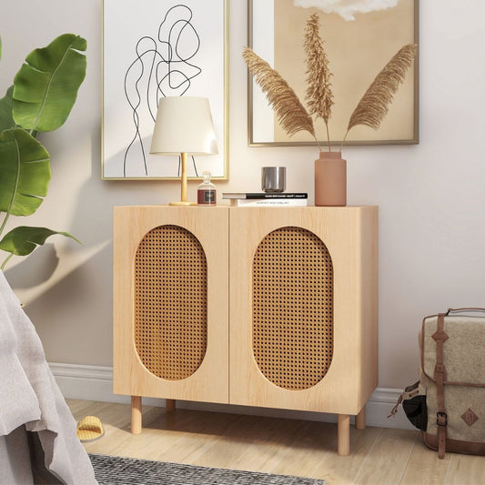 Leo Rattan 2-Door Accent Cabinet in Maple