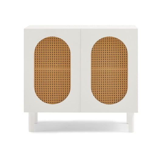 Leo Rattan 2-Door Accent Cabinet in White