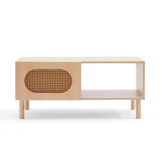Leo Rattan Coffee Table with Storage in Maple