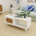 Load image into Gallery viewer, Leo Rattan Coffee Table with Storage in White
