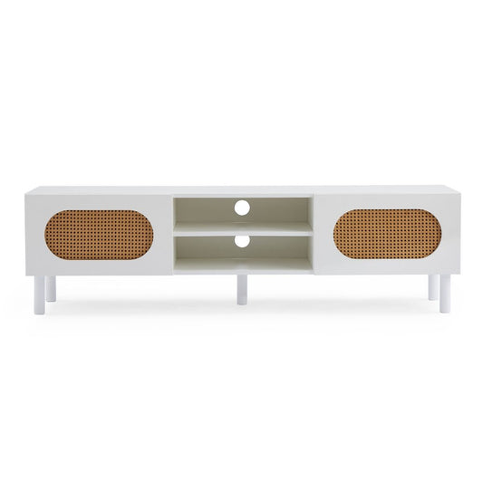 Leo Rattan 160CM TV Stand in White