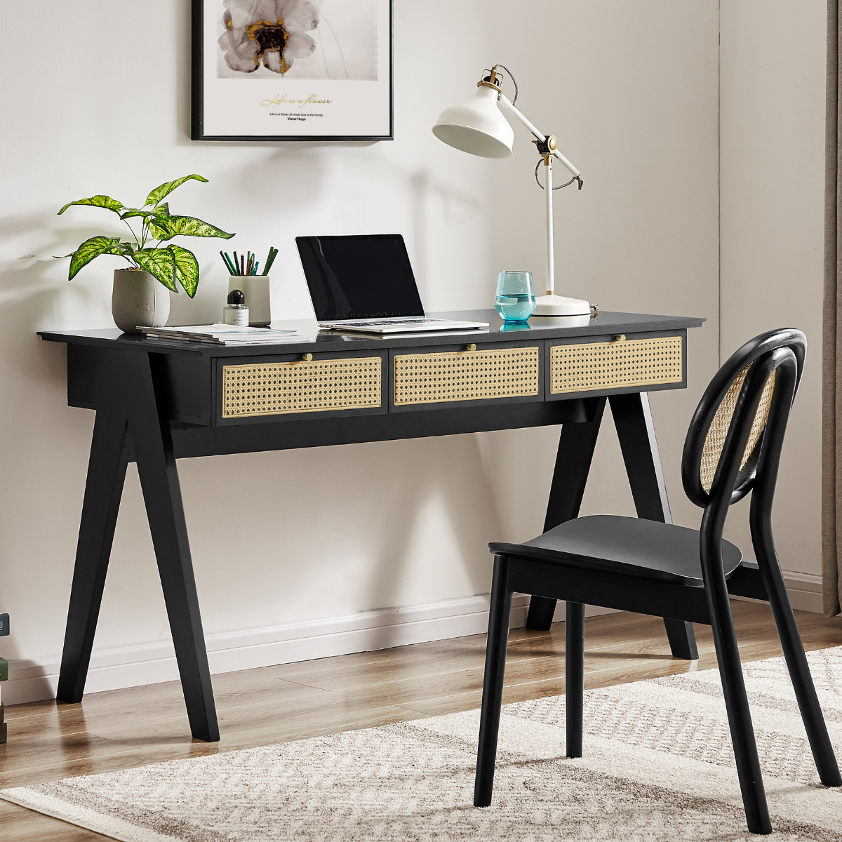 Lara Rattan Desk Console Table