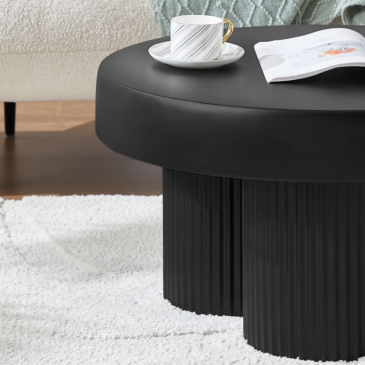 Black Table Ribbed Maya Ribbed Black Coffee Table – Decor Trends