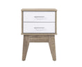 Load image into Gallery viewer, Wooden 2 Drawers Bedside Table in Light Oak Finish with White Accent
