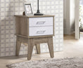 Load image into Gallery viewer, Wooden 2 Drawers Bedside Table in Light Oak Finish with White Accent
