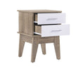 Load image into Gallery viewer, Wooden 2 Drawers Bedside Table in Light Oak Finish with White Accent
