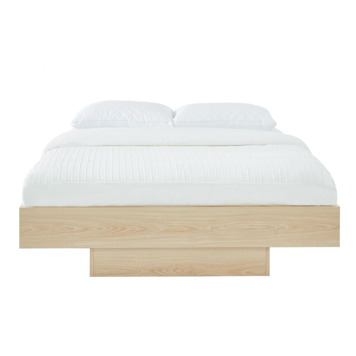 Oak Wood Floating Bed Base Double