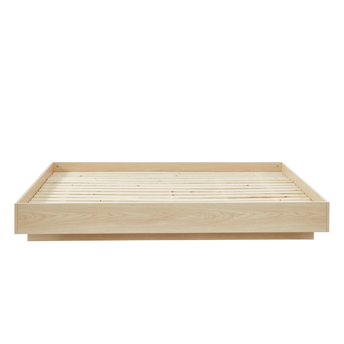 Oak Wood Floating Bed Base Double