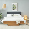 Load image into Gallery viewer, Walnut Oak Wood Floating Bed Frame King
