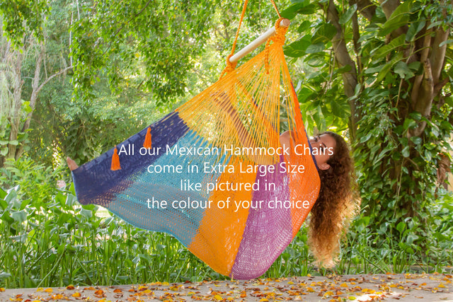 Mayan Legacy Extra Large Outdoor Cotton Mexican Hammock Chair in Confeti Colour