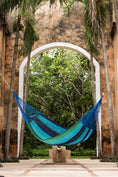 Load image into Gallery viewer, Outdoor undercover cotton Mayan Legacy hammock Family size Oceanica
