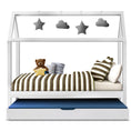 Load image into Gallery viewer, Artiss Bed Frame Wooden Trundle Daybed Kids House Frame White HOLY
