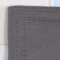 Load image into Gallery viewer, Bed Head Queen Charcoal Headboard Upholstery Fabric Studded Buttons
