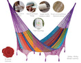 Load image into Gallery viewer, Outdoor undercover cotton Mayan Legacy hammock with hand crocheted tassels King Size Colorina
