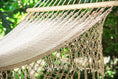 Load image into Gallery viewer, Mayan Legacy Queen Size Outdoor Cotton Mexican Resort Hammock With Fringe in Cream Colour
