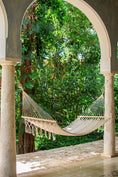 Load image into Gallery viewer, Mayan Legacy Queen Size Outdoor Cotton Mexican Resort Hammock No Fringe in Cream Colour
