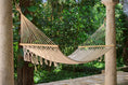 Load image into Gallery viewer, Mayan Legacy Queen Size Outdoor Cotton Mexican Resort Hammock No Fringe in Cream Colour
