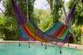 Load image into Gallery viewer, Outdoor undercover cotton Mayan Legacy hammock with hand crocheted tassels King Size Colorina
