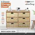 Load image into Gallery viewer, Home Master 6 Drawer Natural Seagrass Wooden Storage Chest Stylish 66cm
