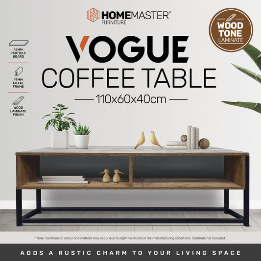 Luke Milan Wood Tone Coffee Table Stylish Rustic Flawless Design 110cm