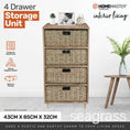 Load image into Gallery viewer, Home Master 4 Drawer Natural Seagrass Wooden Storage Chest Stylish 85cm
