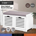 Load image into Gallery viewer, Home Master Storage Seat Shoe Cabinet With Removable Padded Cushion Seating 80cm
