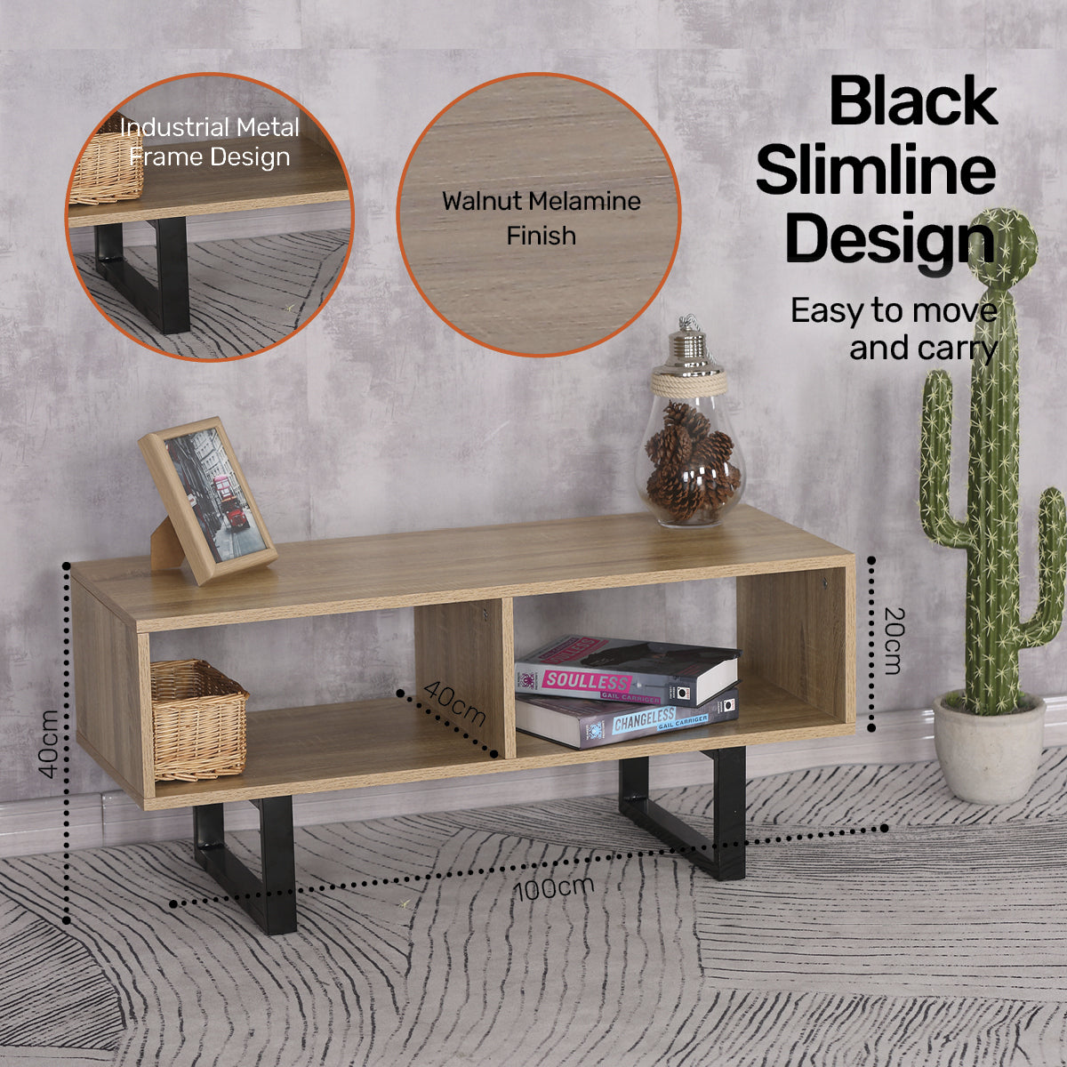 Luke Coffee Table Wide Dual Storage Stylish Modern Design 1m