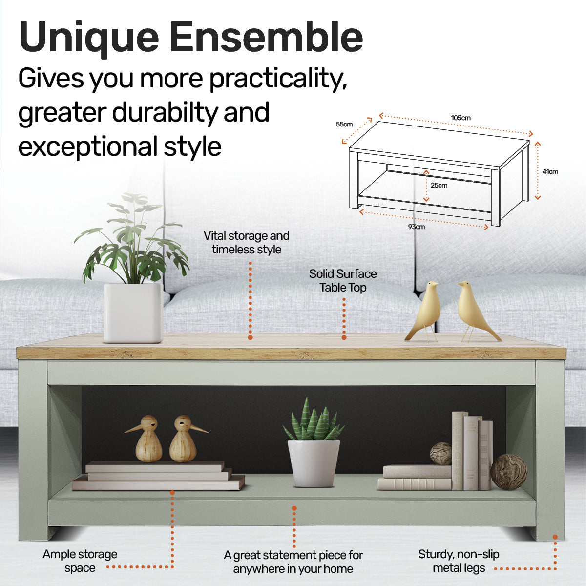 Luke Winchester Two Tone Coffee Table Stylish Flawless Design 105cm