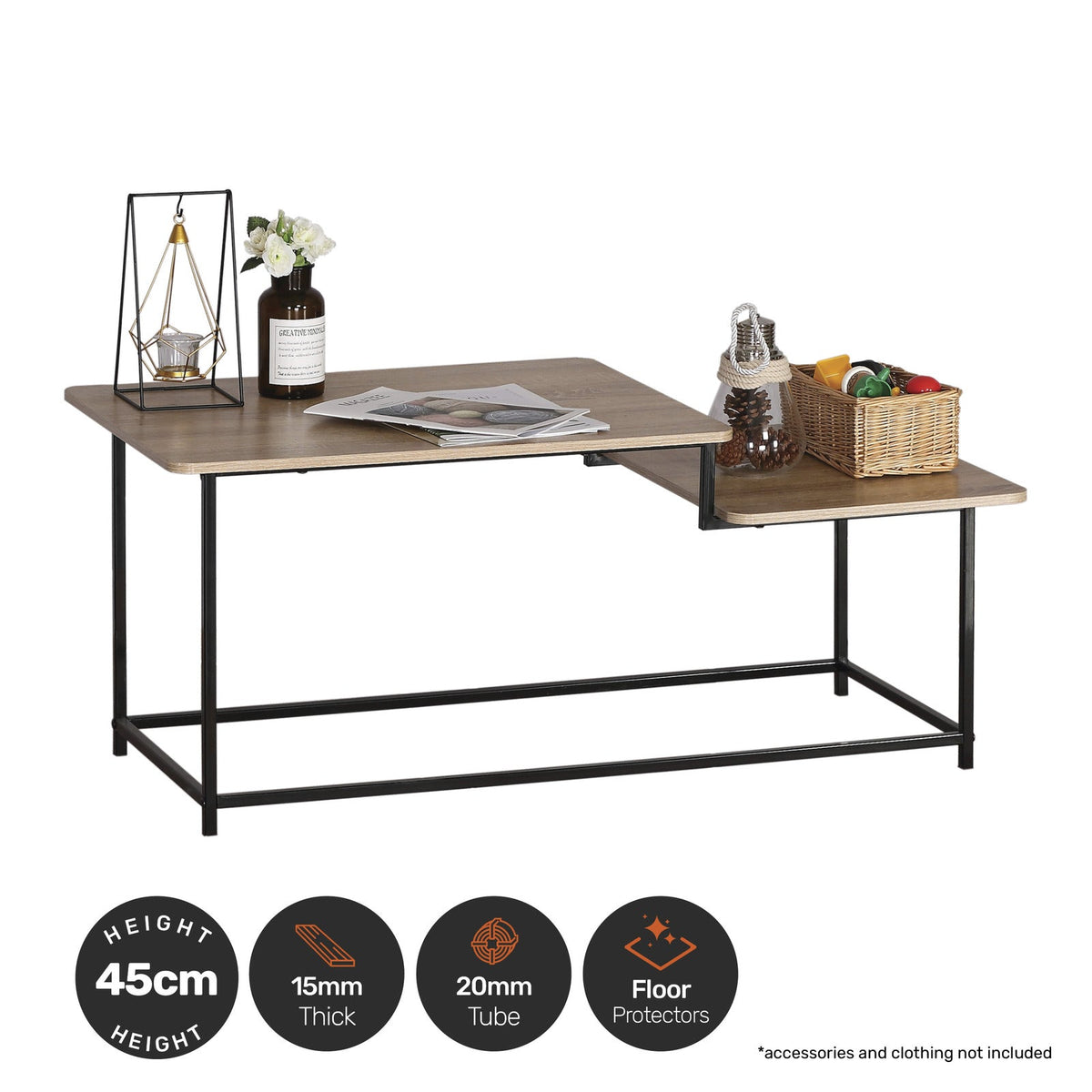 Luke Coffee Table 2 Tier Split Level Stylish Modern Design 1.09m ...